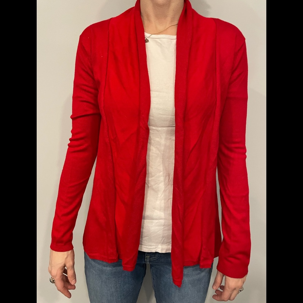 Zara open red knit cardigan